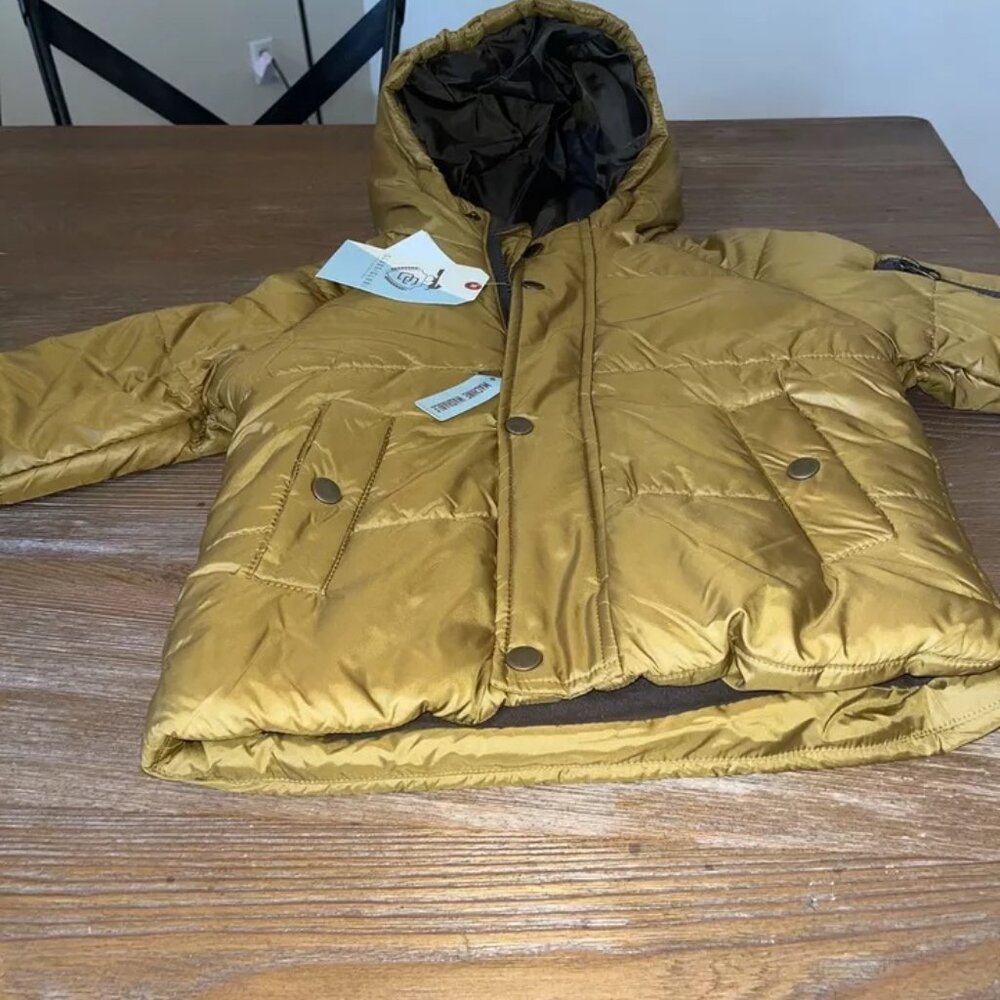 NWT CC Classic Club Mustard PADDED Boys Hooded Puffy Jacket